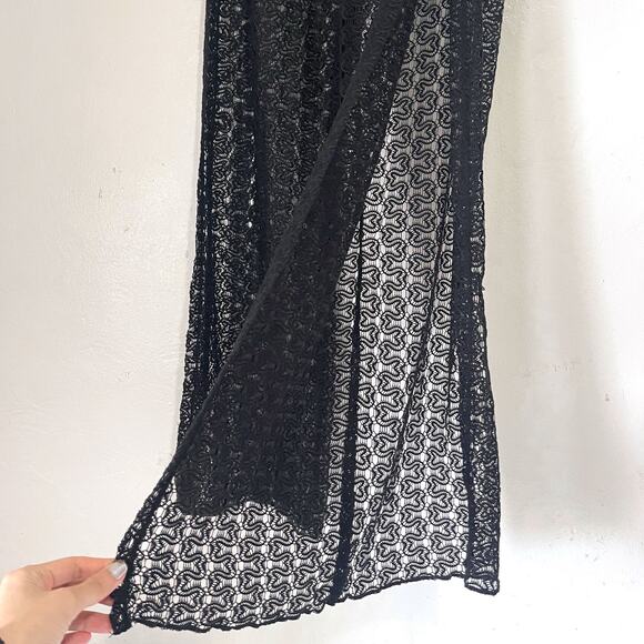 BECCA Lace Crochet See Through Split Leg Swim Cover Up Pants in Black Size M - Picture 7 of 13